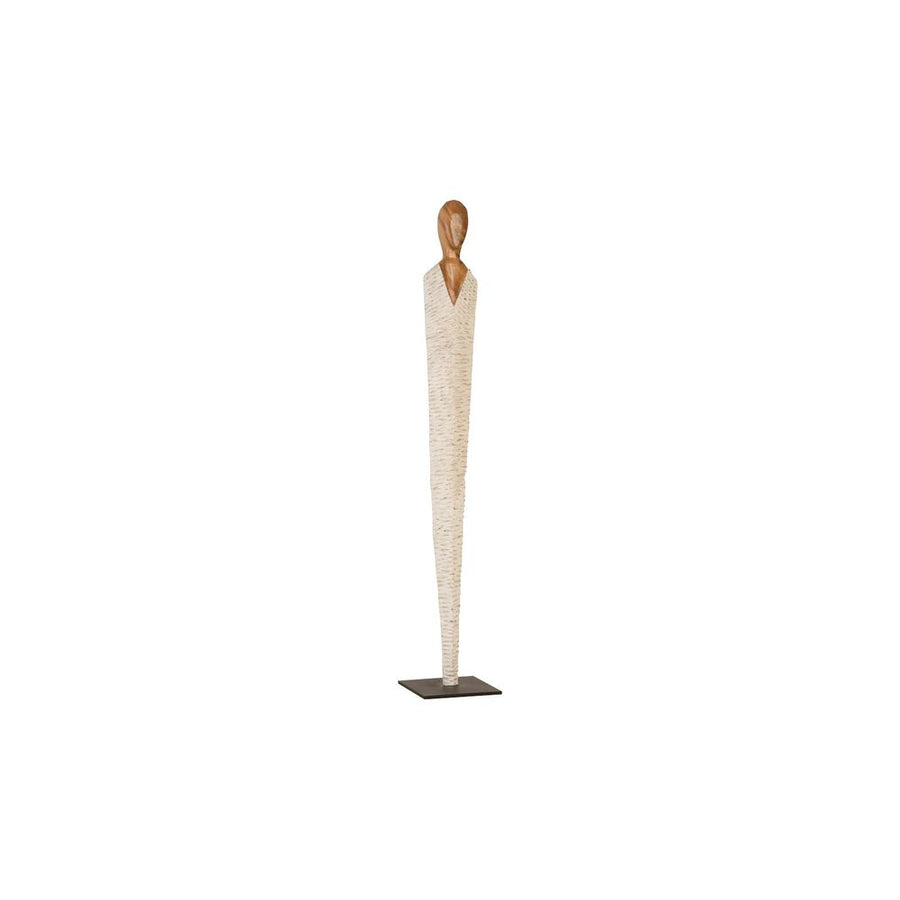 Decorative Objects Aloes Female Sculpture, Large, Chamcha, Natural, White, Gold