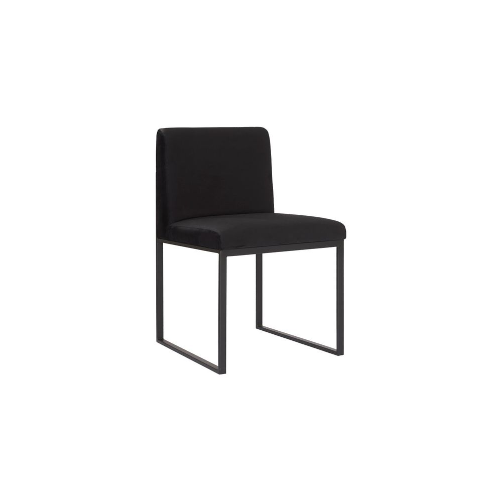 Dining Chairs Lomponia Dining Chair, Black Velvet Fabric, Matte Black Metal Frame