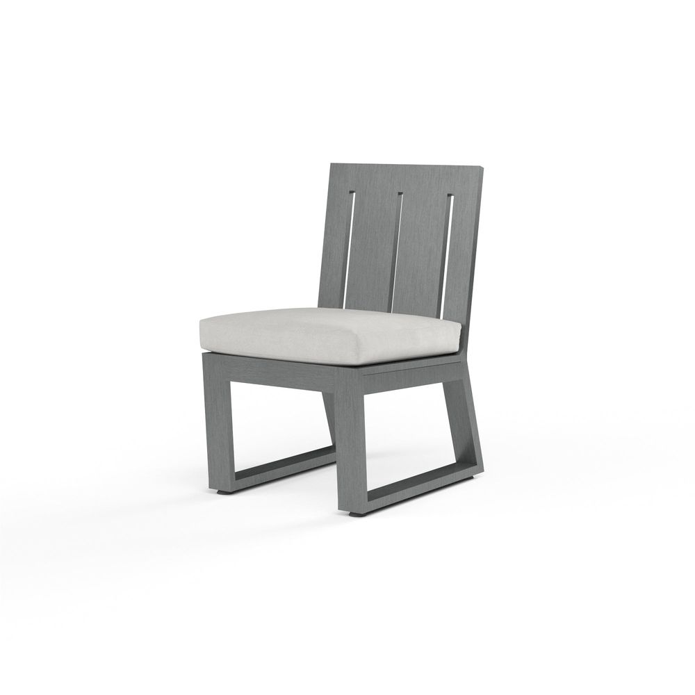Outdoor Dining Chairs Redondo Armless Dining Chair in Cast Silver, No Welt