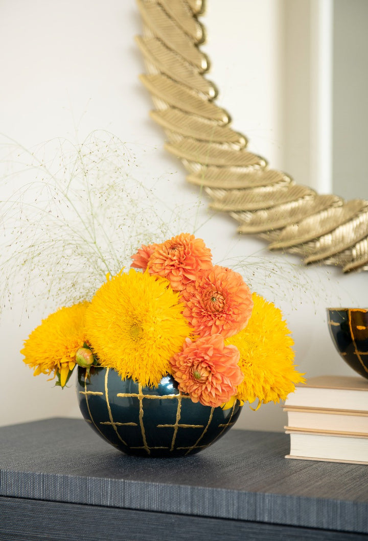 Loom Medium Bowl, Anthracite and Brass