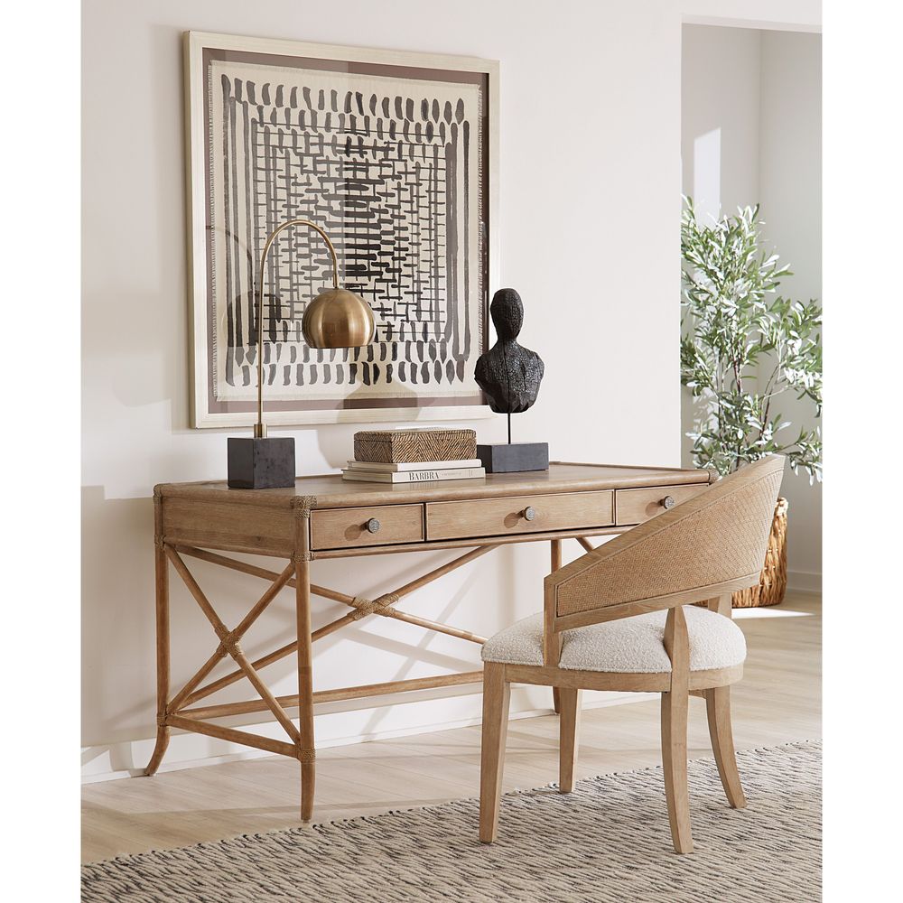 Solace Pole Rattan Writing Desk - Light Wood