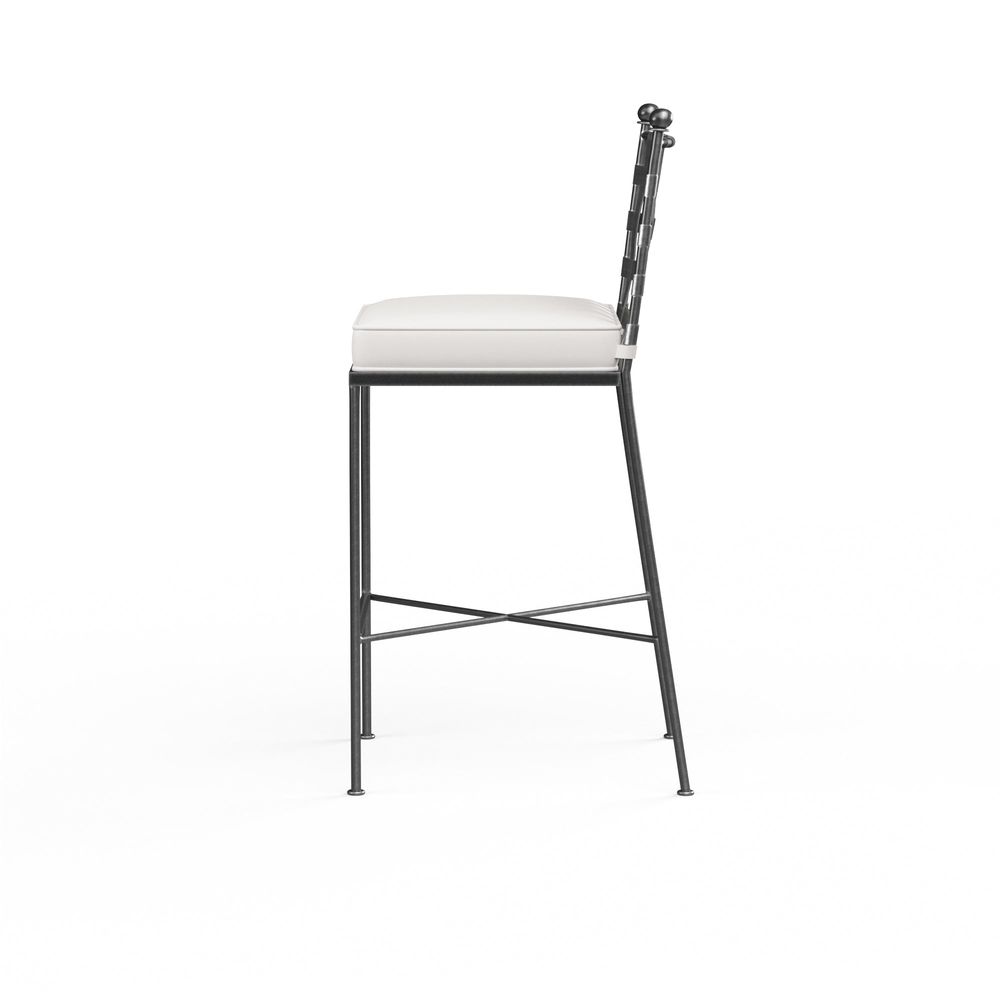Outdoor Bar Stools Provence Barstool in Canvas Flax w/ Self Welt