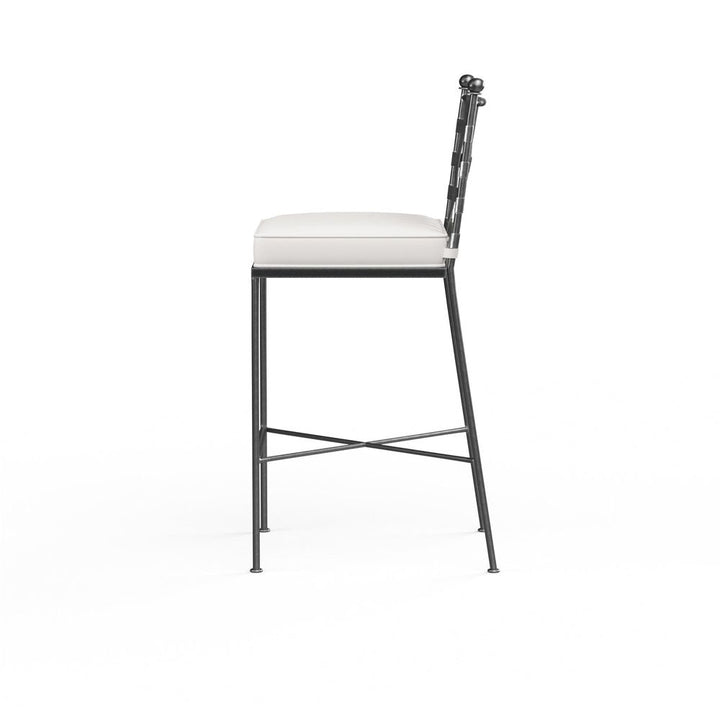 Outdoor Bar Stools Provence Barstool in Canvas Flax w/ Self Welt