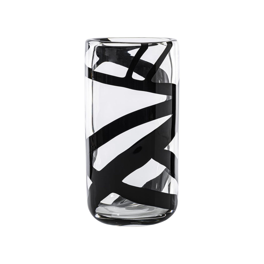 Cilindro Sommerso Glass Vase in Crystal / Black, Extra Large