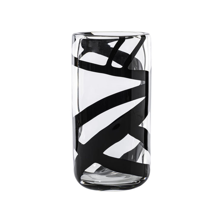 Cilindro Sommerso Glass Vase in Crystal / Black, Extra Large