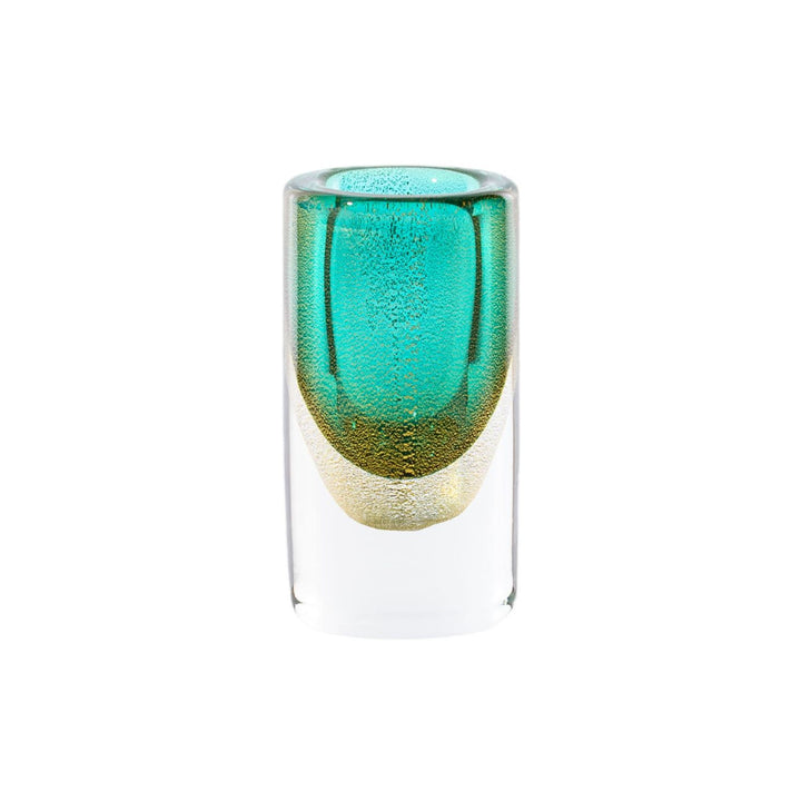 Cilindro Sommerso Glass Vase in Crystal / Green / Gold, Extra Small