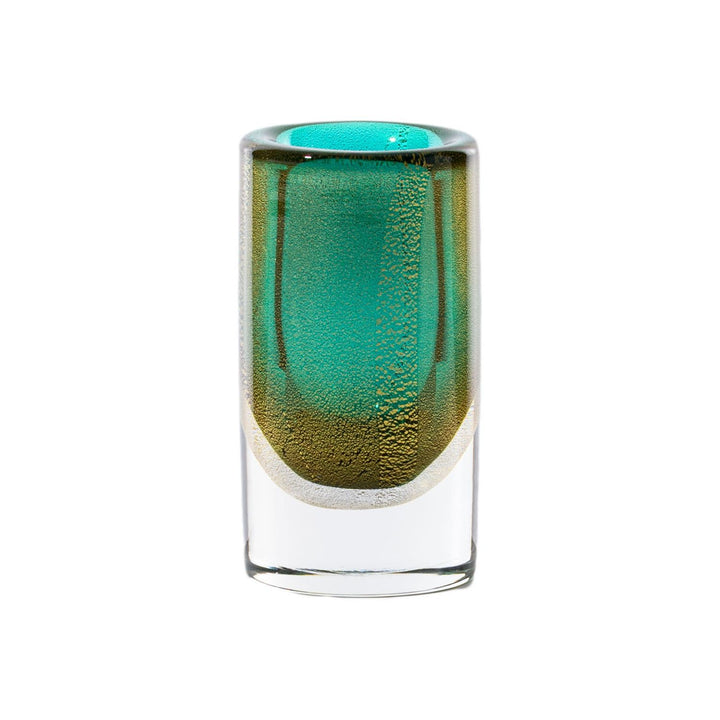 Cilindro Sommerso Glass Vase in Crystal / Green / Gold, Small