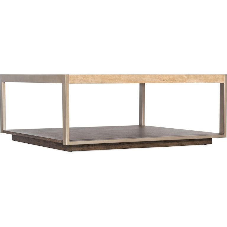 Griffin Travertine/Metal Square Coffee Table