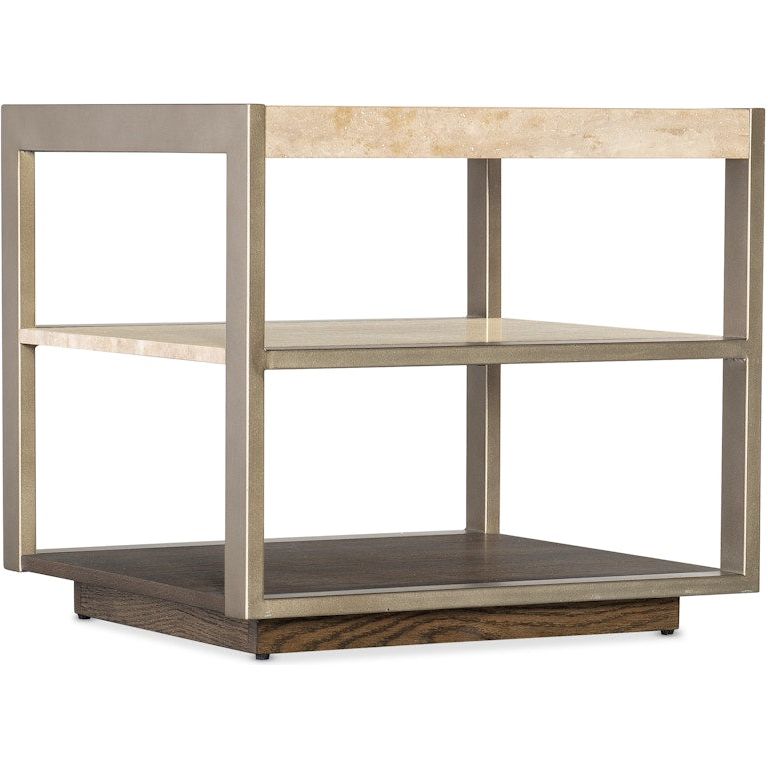 Griffin Travertine/Metal Square Side Table