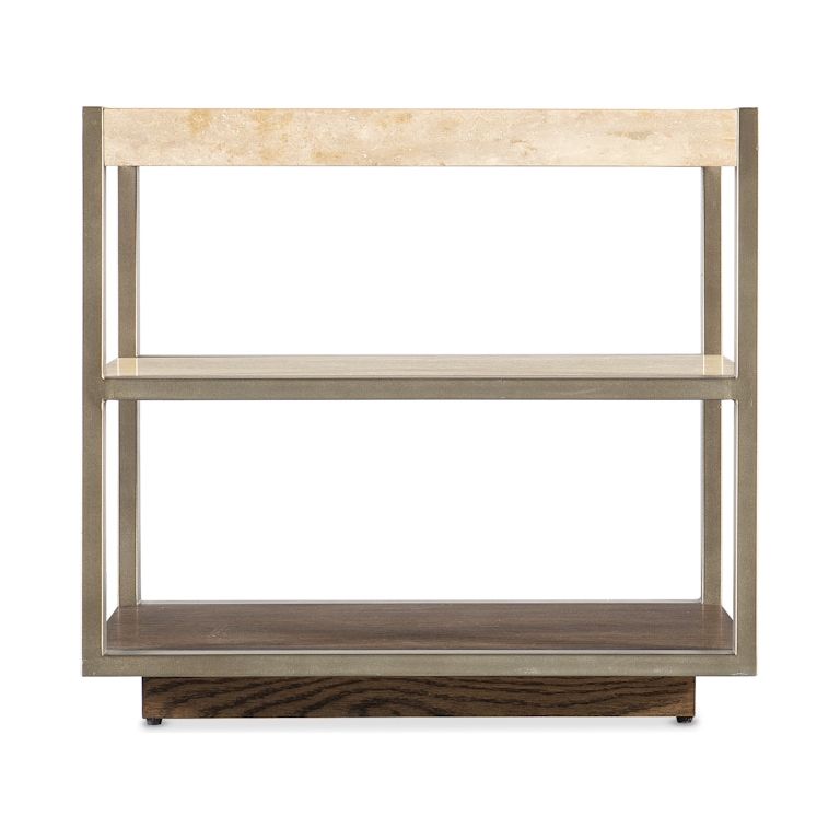 Griffin Travertine/Metal Square Side Table