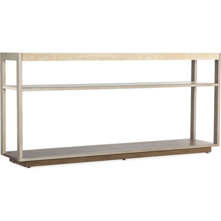 Griffin Travertine/Metal Square Console Table