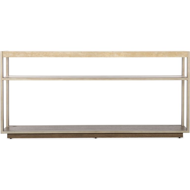 Griffin Travertine/Metal Square Console Table