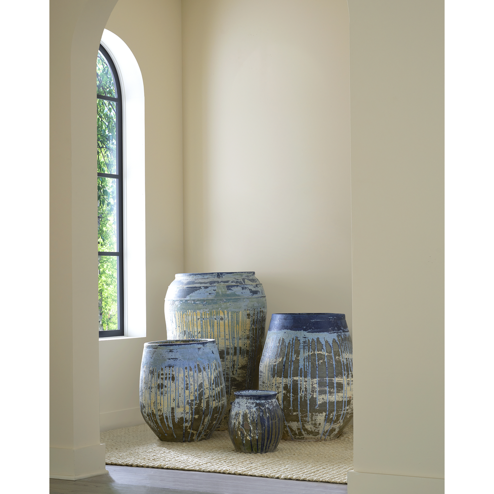 Outdoor Planters Sicilia Medium Antique Blue Drip Planter