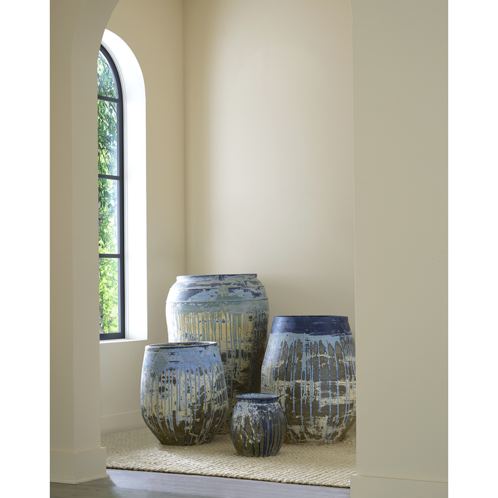 Outdoor Planters Sicilia Medium Antique Blue Drip Planter