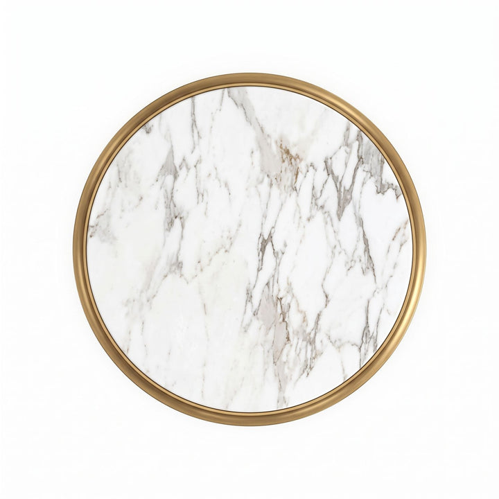 Boulevard Chairside Table — White Marble / Polished Brass