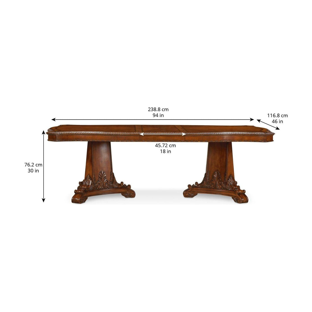 Old World Double Pedestal Dining Table - Brown