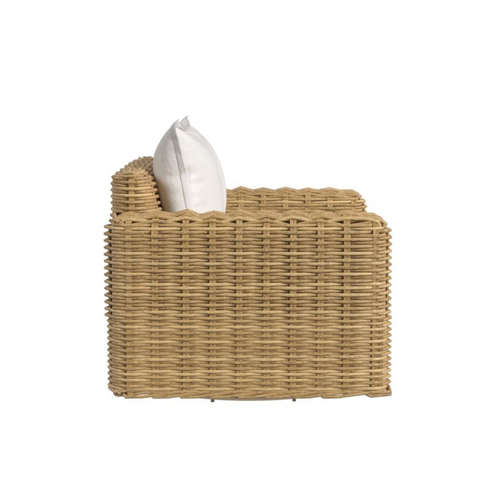 Outdoor Lounge Chairs Playa Oversized Swivel Club Chair in Soothe Pearl w/ Flange Welt