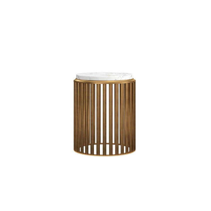 Boulevard Chairside Table — White Marble / Polished Brass