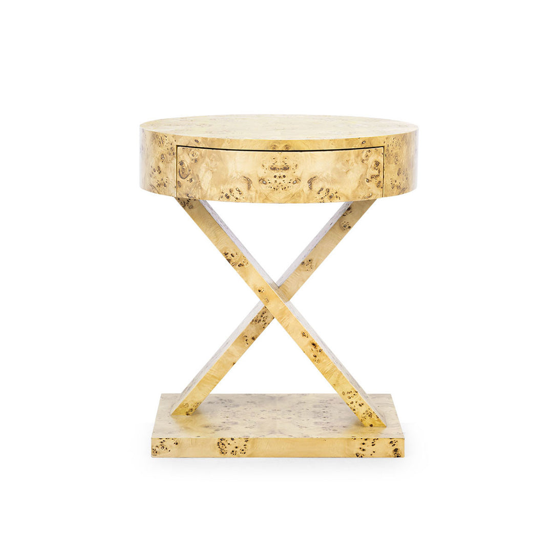 Modena 1-Drawer Side Table, Burl