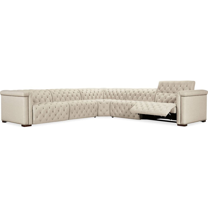 Savion Deux 5 Seat Sectional with Three Power Recliners and Six Power Headrests - Beige
