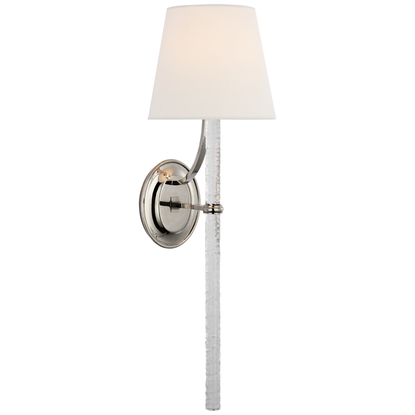 Abby XL Sconce-Visual Comfort-VISUAL-MF 2326BZ/CWG-L-Wall LightingBronze and Clear Wavy Glass with Linen Shade-2-France and Son