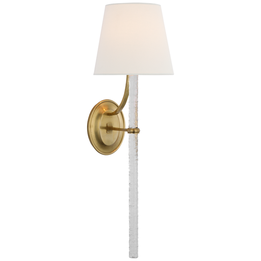 Abby XL Sconce-Visual Comfort-VISUAL-MF 2326BZ/CWG-L-Wall LightingBronze and Clear Wavy Glass with Linen Shade-3-France and Son