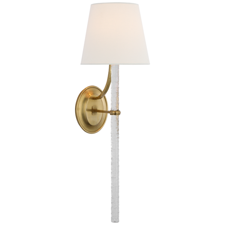 Abby XL Sconce-Visual Comfort-VISUAL-MF 2326BZ/CWG-L-Wall LightingBronze and Clear Wavy Glass with Linen Shade-3-France and Son