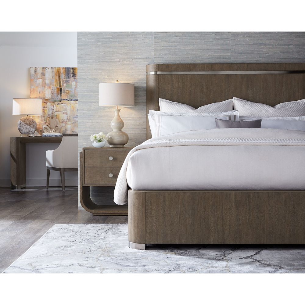 Nightstands Pulse Two Drawer Metal Knob Nightstand - Dark Wood