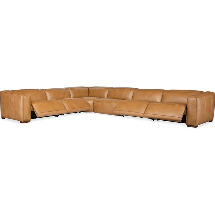 Nimbus 6 Seat Sectional 4-Power Recline & Power Headrest - Brown