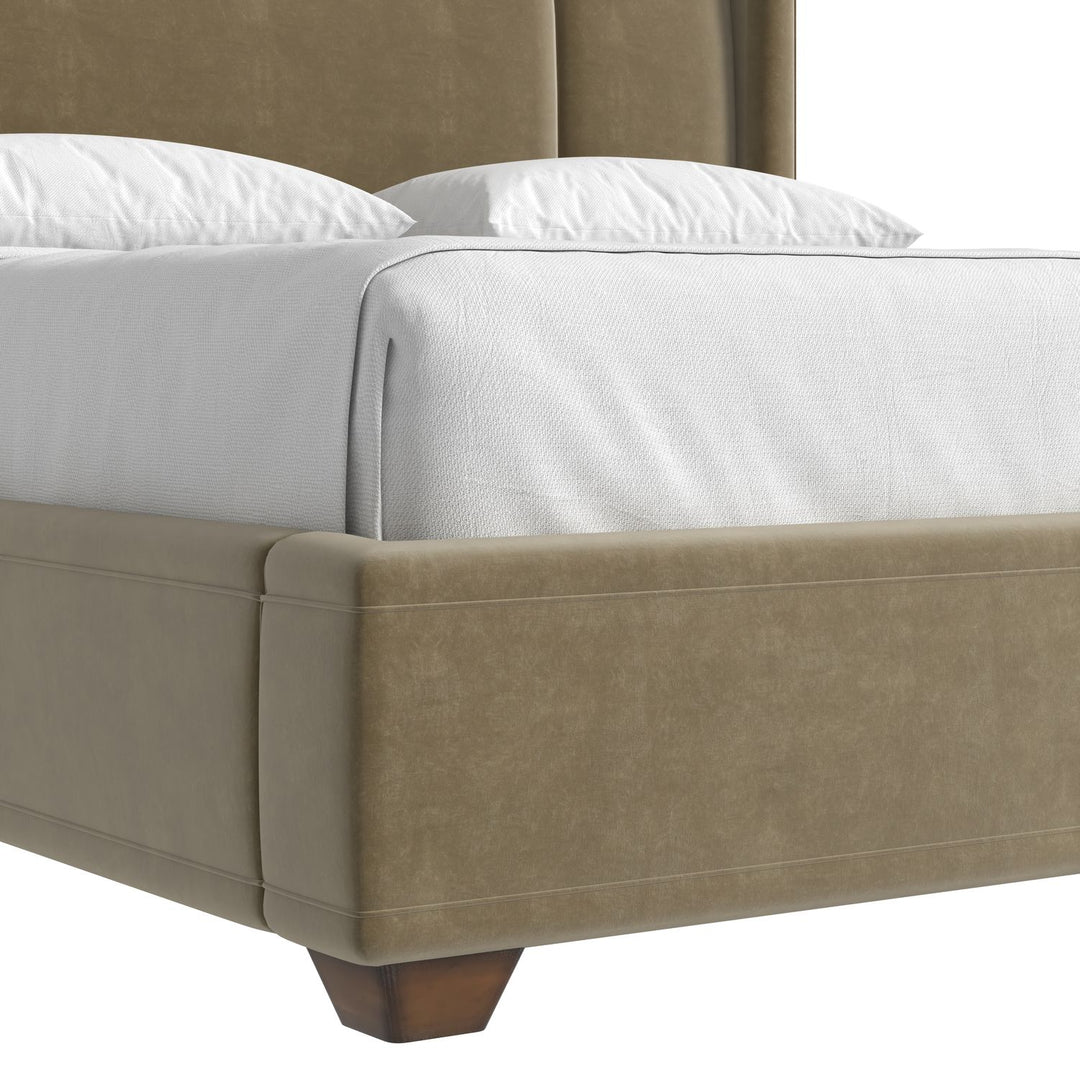 Harbor Queen Upholstered Bed Camel — Lakeside Sepia