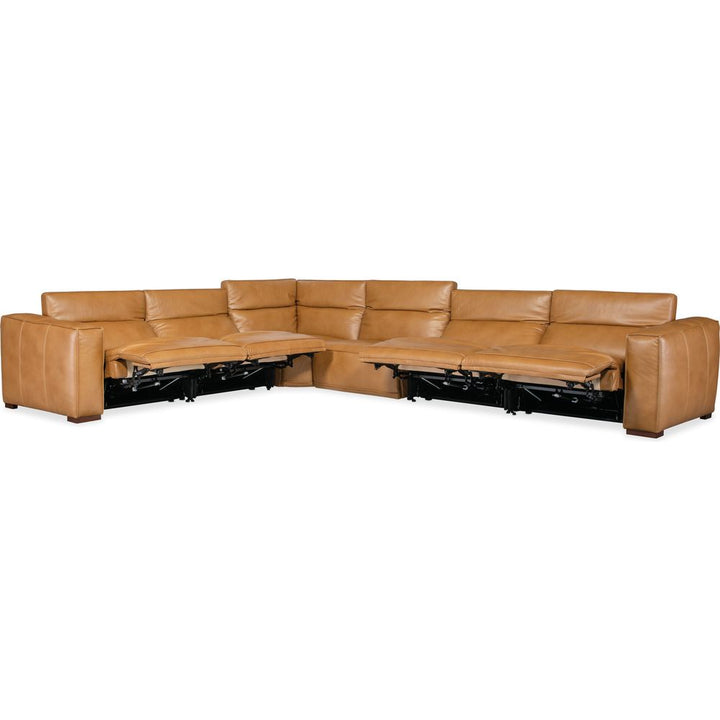 Sectionals: Recliners Nimbus 6 Seat Sectional 4-Power Recline & Power Headrest - Brown