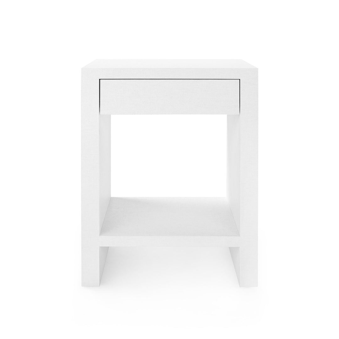 Morgan Grasscloth 1-Drawer Side Table, Chiffon White