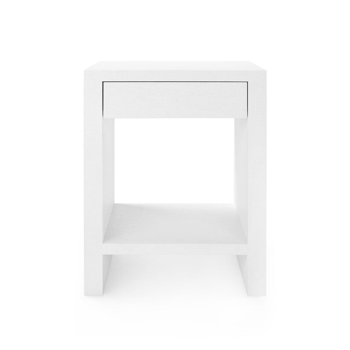 Morgan Grasscloth 1-Drawer Side Table, Chiffon White