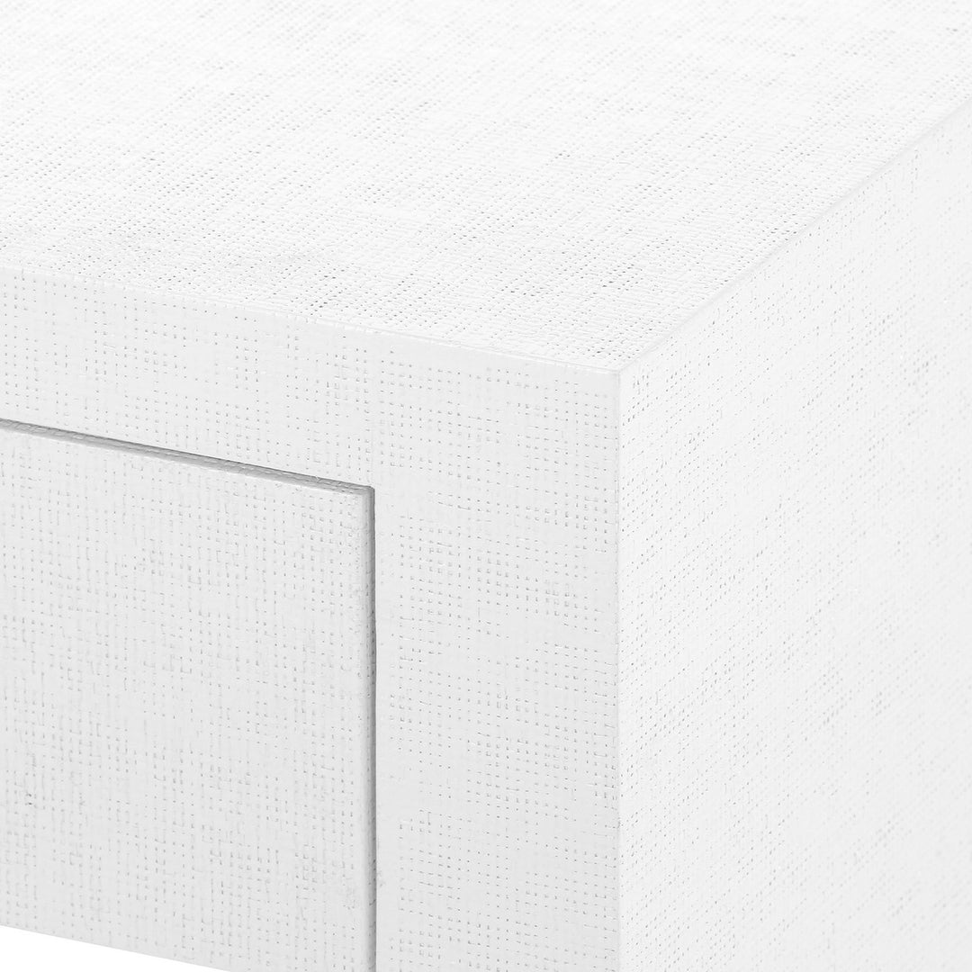 Morgan Grasscloth 1-Drawer Side Table, Chiffon White