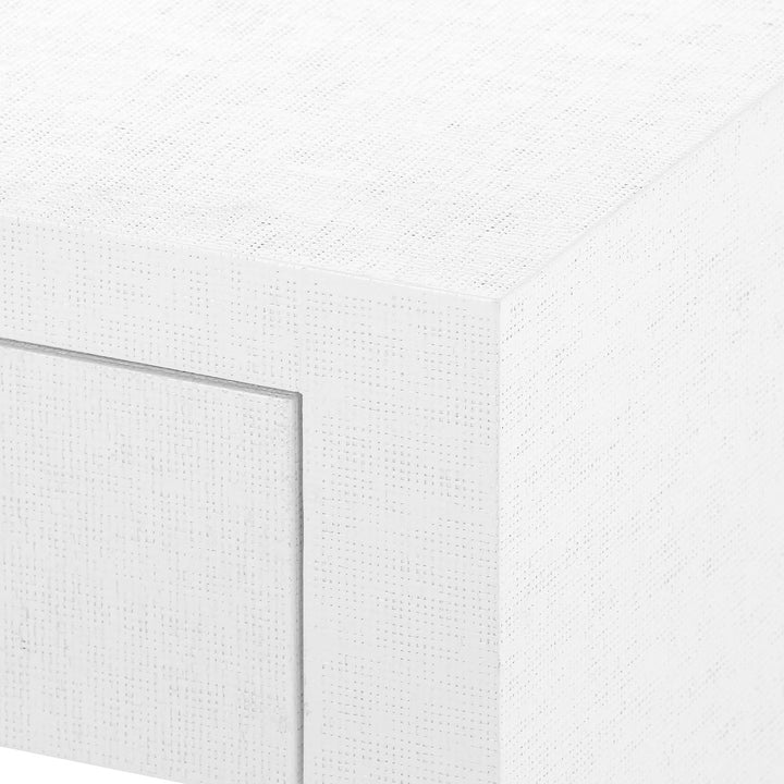 Morgan Grasscloth 1-Drawer Side Table, Chiffon White