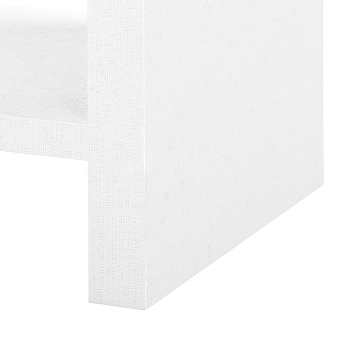Morgan Grasscloth 1-Drawer Side Table, Chiffon White