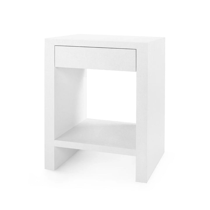 Morgan Grasscloth 1-Drawer Side Table, Chiffon White