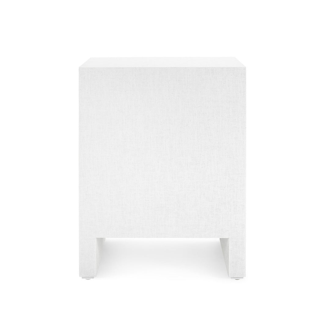 Morgan Grasscloth 3-Drawer Side Table, Chiffon White