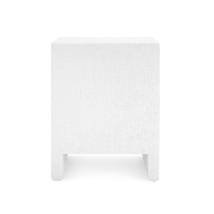Morgan Grasscloth 3-Drawer Side Table, Chiffon White