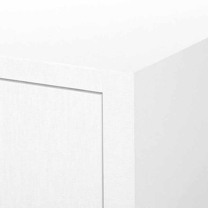 Morgan Grasscloth 3-Drawer Side Table, Chiffon White