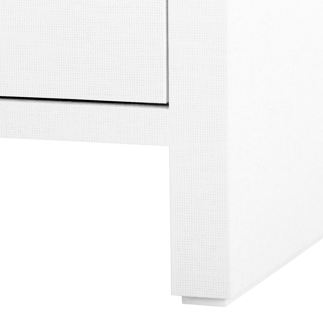 Morgan Grasscloth 3-Drawer Side Table, Chiffon White