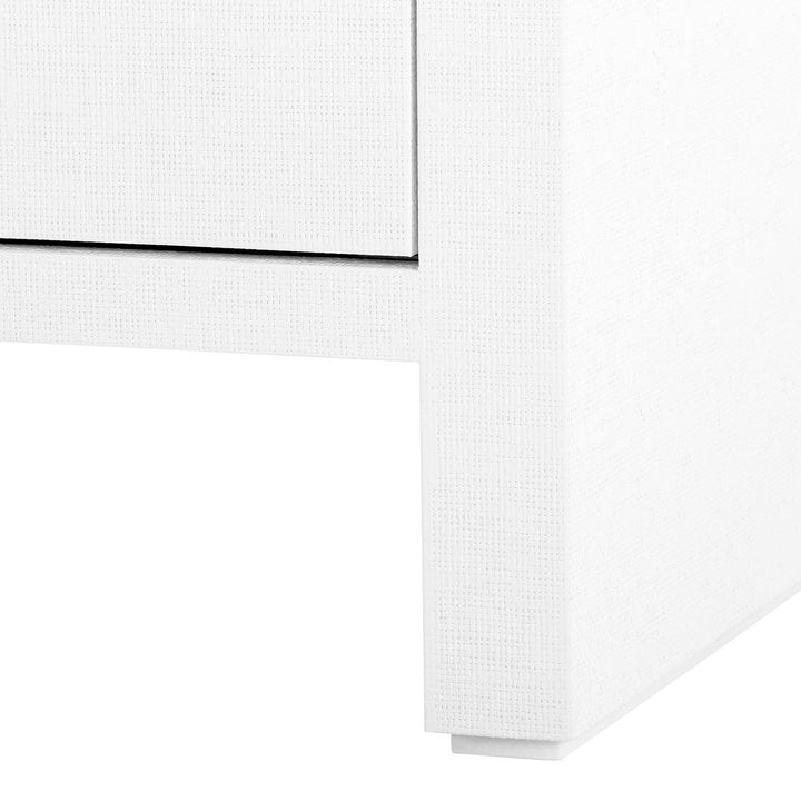 Morgan Grasscloth 3-Drawer Side Table, Chiffon White