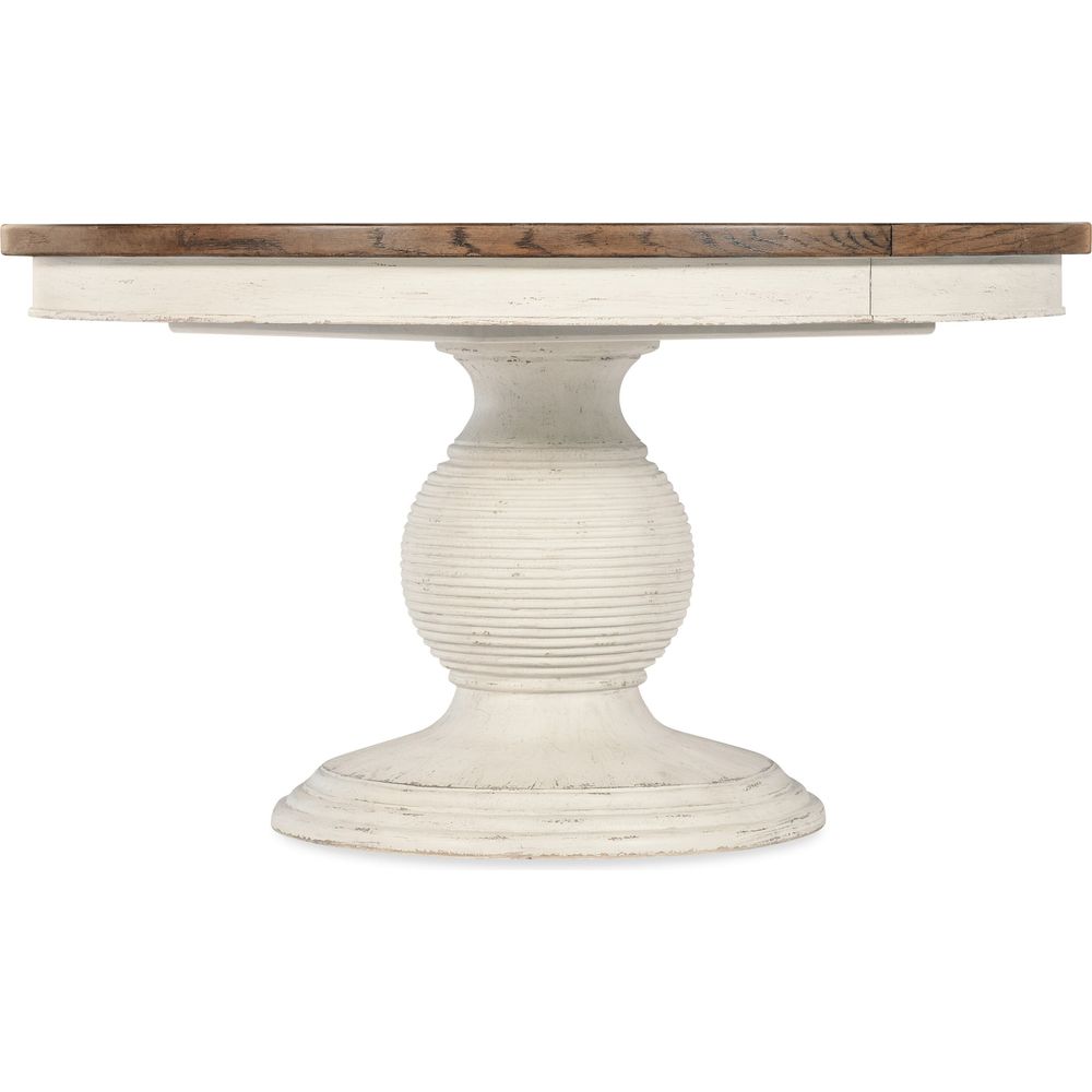 Americana Round Pedestal Dining Table with 1-22in Leaf - Whites/Creams/Beiges