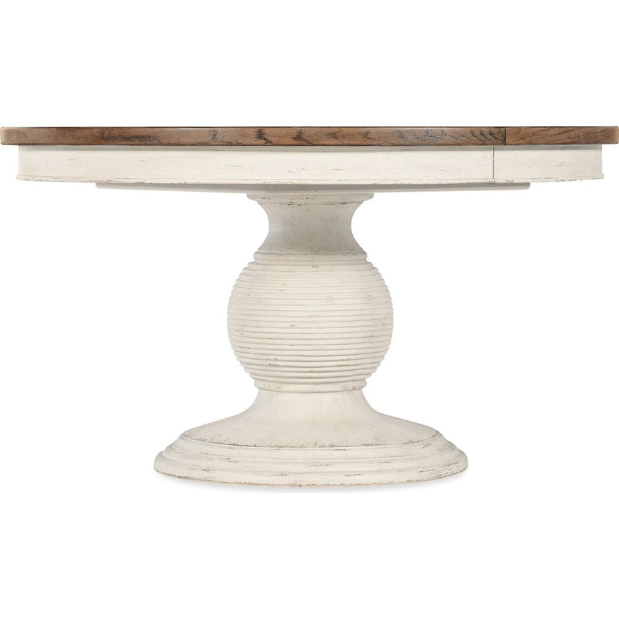 Dining Tables Americana Round Pedestal Dining Table with 1-22in Leaf - Whites/Creams/Beiges