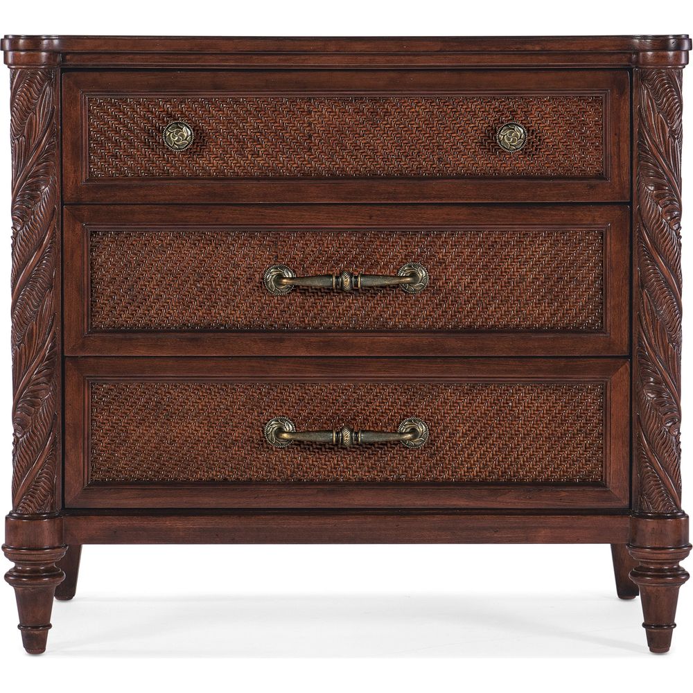 Nightstands Charleston Three-Drawer Bar Pull Nightstand - Dark Wood