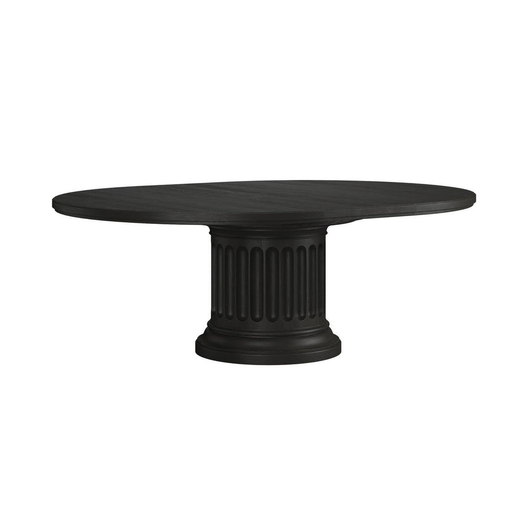 Atrium Round Dining Table — hand rubbed black with undertones of brown