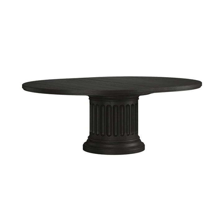 Atrium Round Dining Table — hand rubbed black with undertones of brown