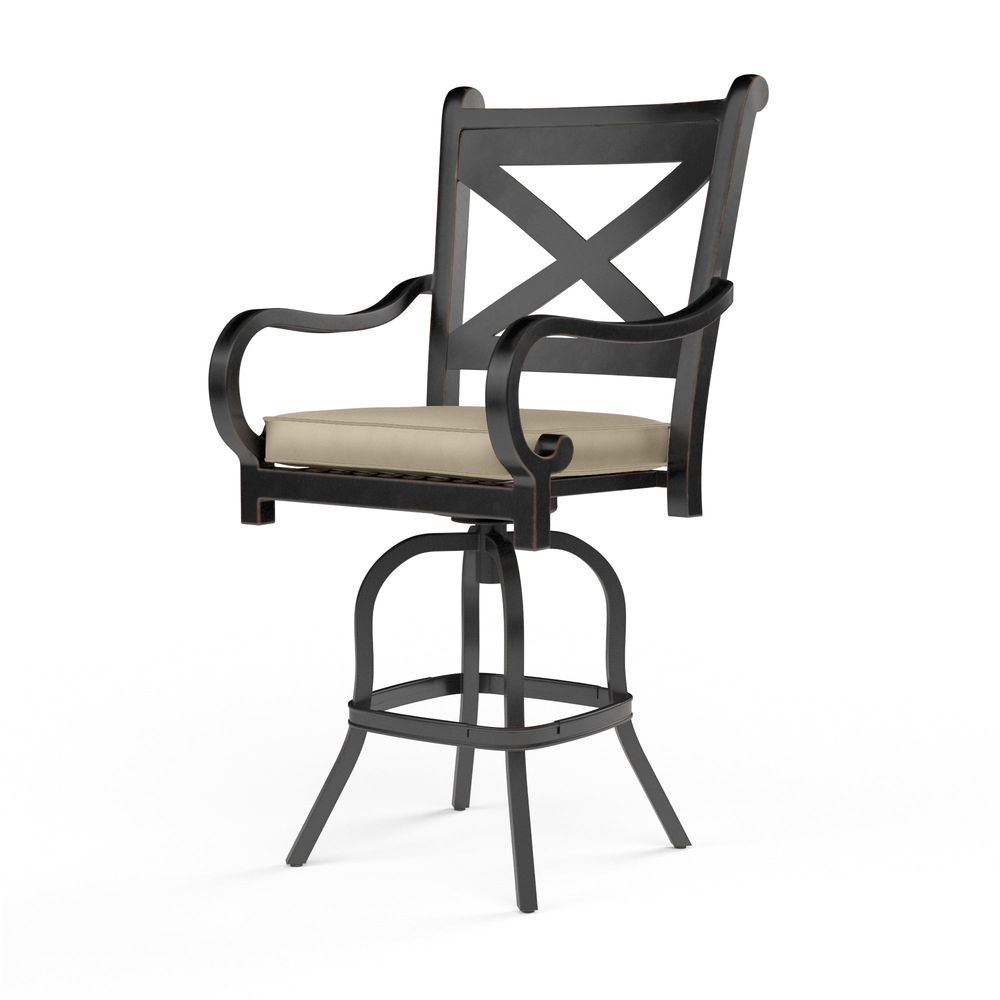 Outdoor Bar & Counter Stools Monterey Counter Stool in Linen Stone w/ Selt Welt