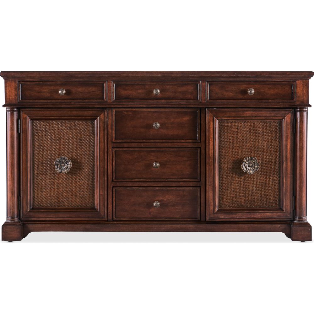 Sideboards & Credenzas Charleston Two Door-Six Drawer Buffet - Dark Wood