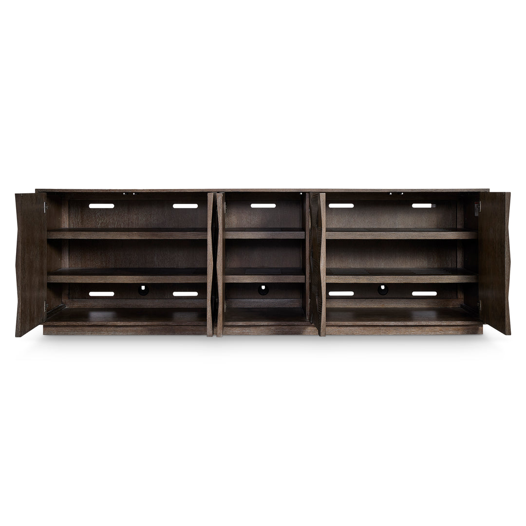Linea Entertainment Console in Cerused Charcoal Finish